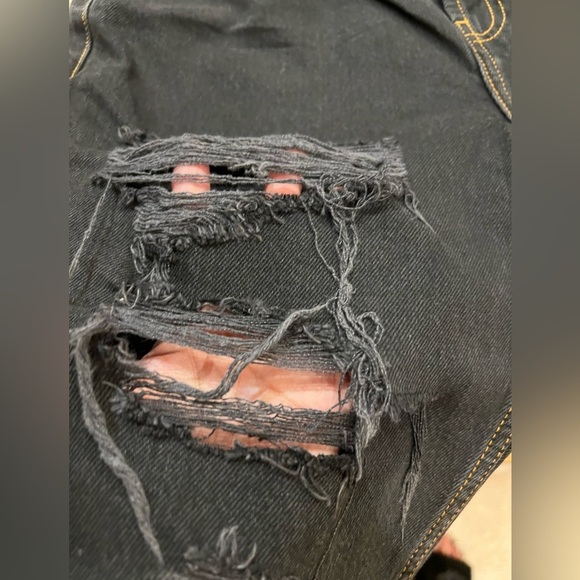 One Teaspoon Truckers Mid Waist Long-Length Relaxed Denim Shorts - Black, Size 4 - Picture 12 of 12